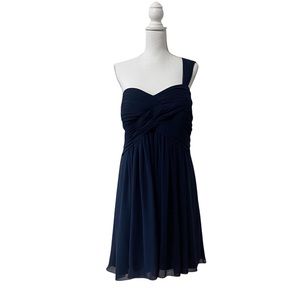 Bill Levkoff 972 One Shoulder Navy‎ Blue Short Formal Bridesmaid Dress 24